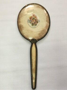 Vintage Regent of London Hand Held Mirror Hand Held Lace Flowers